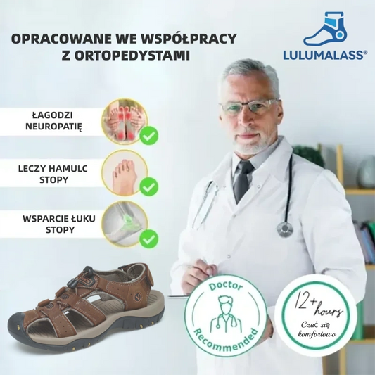 【⏰60% zniżki dzisiaj - Nie przegap!】Nowe wygodne skórzane sandały z 2026 roku✅ Szerokie palce + Regulacja na rzep + Wytrzymała, antypoślizgowa podeszwa + 🔴Wielopunktowe wsparcie łuku stopy