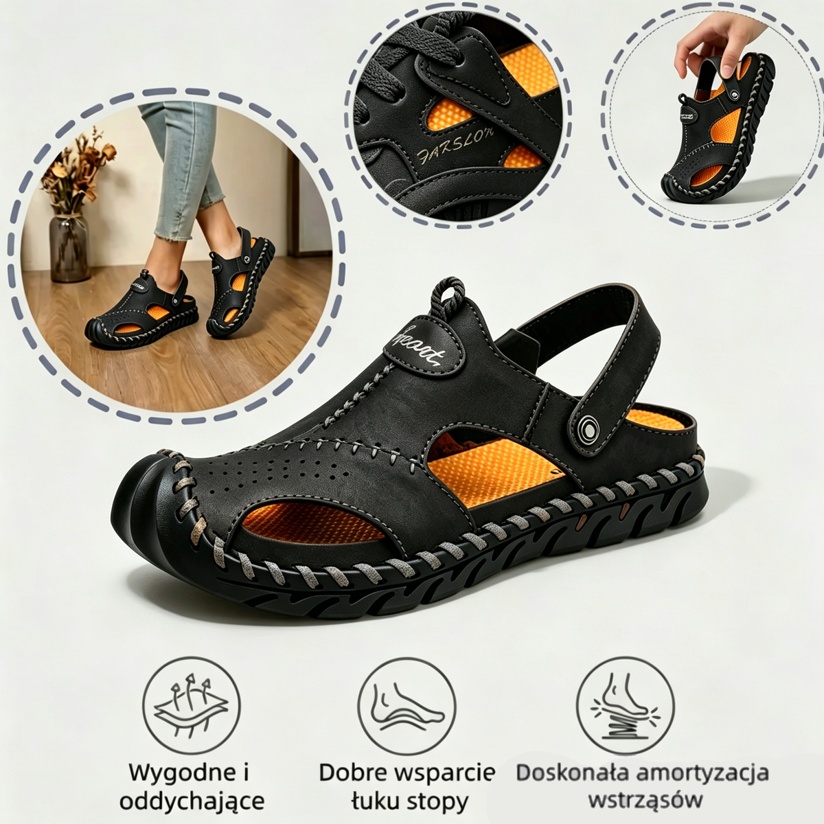 (🔥Dzisiaj 50% zniżki - nie przegap) ⏰ Ergonomia --- Miękkie i wygodne sandały ze skóry cielęcej (podparcie łuku stopy ułatwia chodzenie)