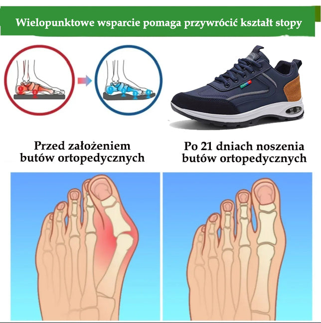 🔥 50% zniżki | Najwygodniejsze i najpopularniejsze w Polsce buty ortopedyczne | Zapewniają wsparcie łuku stopy, łagodzą ból i ułatwiają chodzenie | Odpowiednie zarówno dla mężczyzn, jak i kobiet.