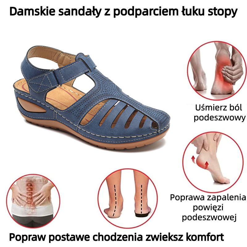 🔥 Damskie letnie sandały ortopedyczne — Wsparcie łuku stopy — Ergonomiczna konstrukcja — Lekkie i wygodne: Ciesz się całodziennym komfortem chodzenia ✅