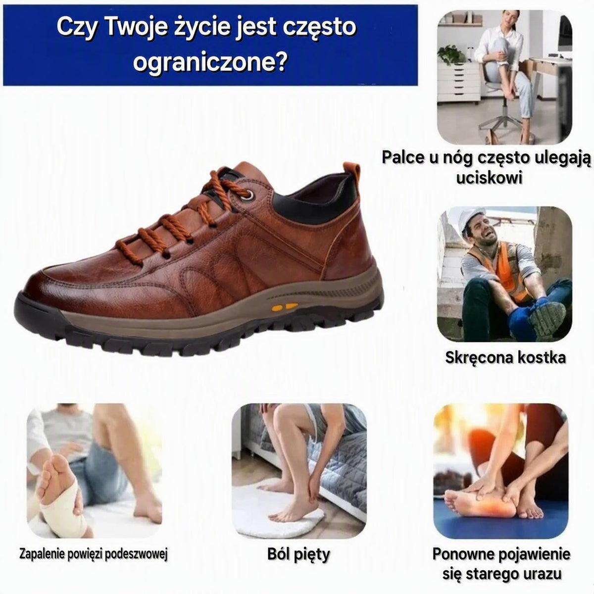⏰60% zniżki dziś – nie przegap okazji! 🐂Wodoodporne i antypoślizgowe 🦶buty ortopedyczne ze skóry krowiej dla mężczyzn, które łagodzą ból nóg