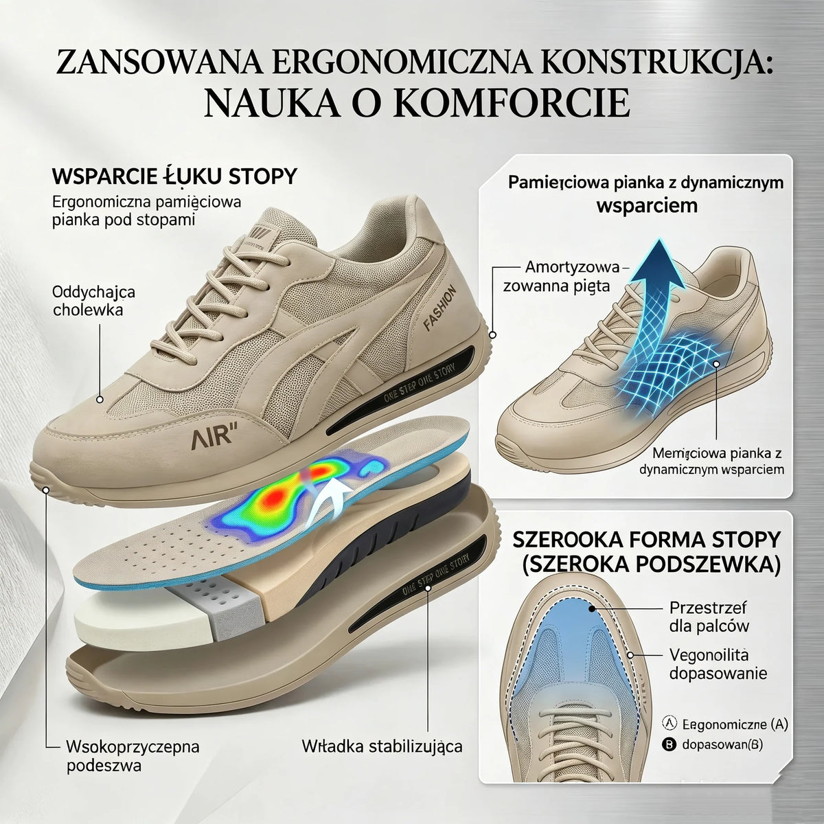 ⏰Promocja 50% zniżki | Nowość na rynku, połowa ceny przez ograniczony czas. Ergonomiczna konstrukcja, doskonała amortyzacja i korekcja chodu.