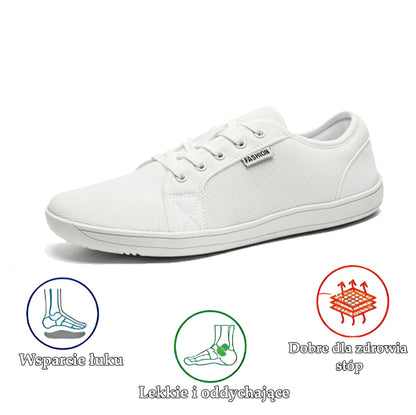 Ortopedyczne buty sportowe z siatki: z podparciem łuku stopy łagodzącym ból; miękkie wyściełanie.