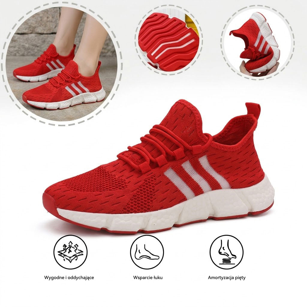 Ortopedyczne buty sportowe z siateczką — z podparciem łuku stopy, łagodzące ból; miękkie i amortyzujące.