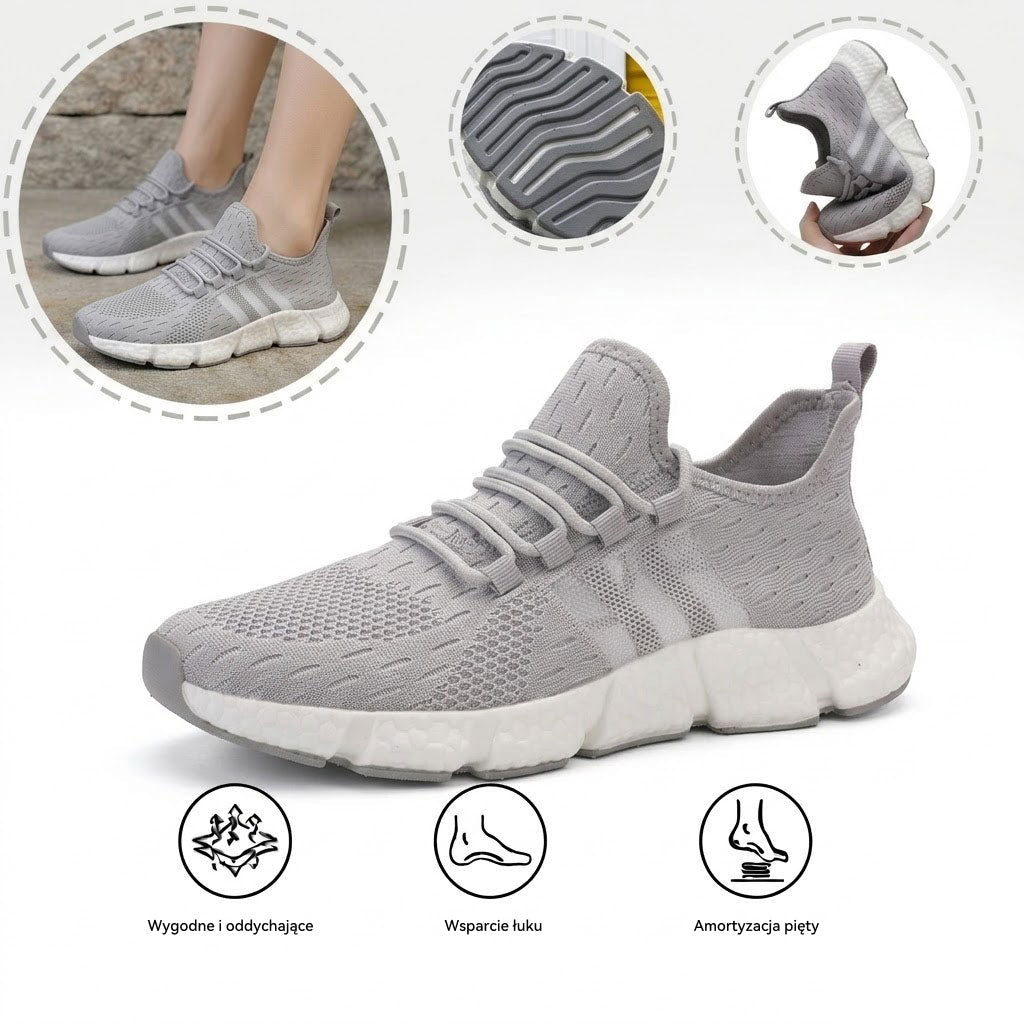 Ortopedyczne buty sportowe z siateczką — z podparciem łuku stopy, łagodzące ból; miękkie i amortyzujące.