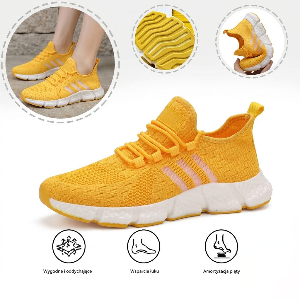 Ortopedyczne buty sportowe z siateczką — z podparciem łuku stopy, łagodzące ból; miękkie i amortyzujące.