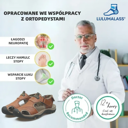 【⏰50% zniżki dzisiaj - Nie przegap!】Nowe wygodne skórzane sandały z 2026 roku✅ Szerokie palce + Regulacja na rzep + Wytrzymała, antypoślizgowa podeszwa + 🔴Wielopunktowe wsparcie łuku stopy
