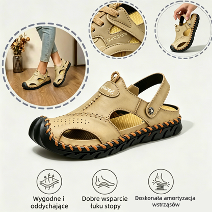 (🔥Dzisiaj 50% zniżki - nie przegap) ⏰ Ergonomia --- Miękkie i wygodne sandały ze skóry cielęcej (podparcie łuku stopy ułatwia chodzenie)