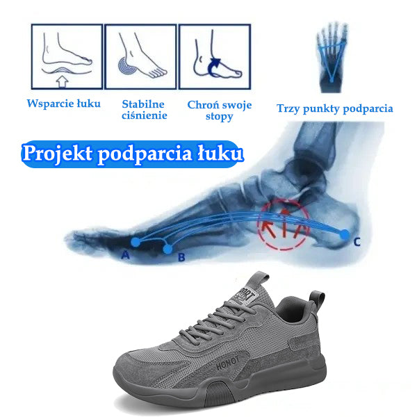 🔥 Buty ortopedyczne z siateczki Flemat® | Zapewniają wsparcie łuku stopy, łagodząc ból; miękkie i wygodne, co ułatwia chodzenie.