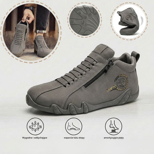 Wygodne buty ortopedyczne – ergonomiczne podparcie łuku stopy, łagodzące ból, szeroki krój, który nie uciska stóp.