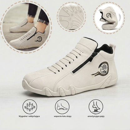 Wygodne buty ortopedyczne – ergonomiczne podparcie łuku stopy, łagodzące ból, szeroki krój, który nie uciska stóp.