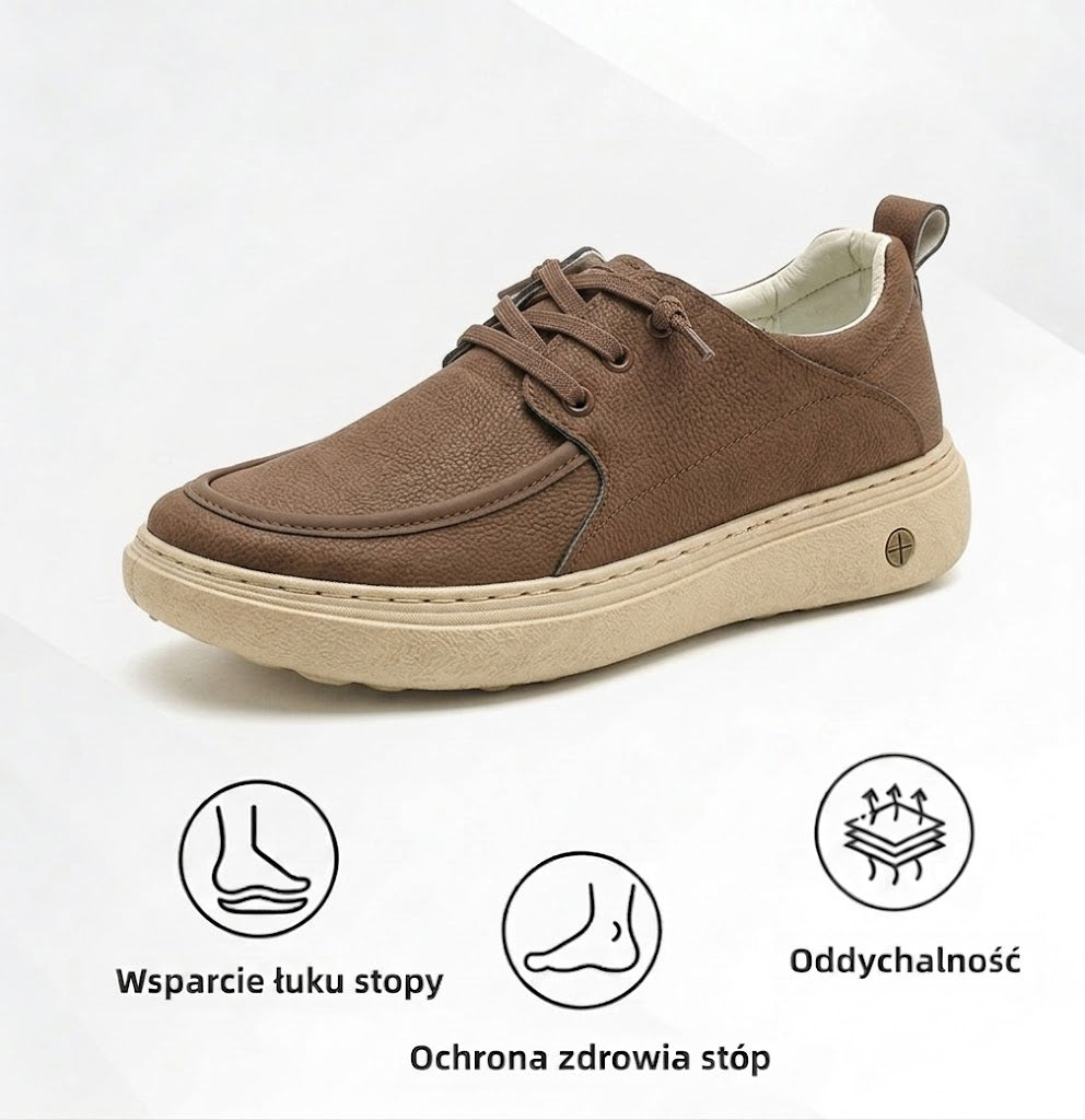 ⏰50% zniżki dzisiaj, nie przegap! 🔥 Męskie buty ortopedyczne, ręcznie robione z prawdziwej skóry 🐂 Wodoodporne i antypoślizgowe ✅ Wsparcie łuku stopy, całodzienny komfort