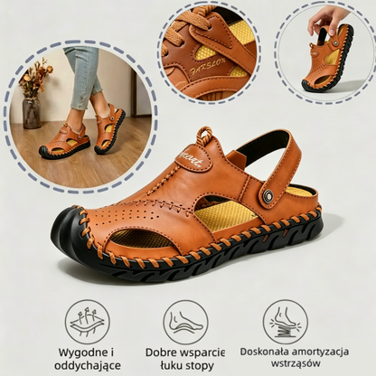 (🔥Dzisiaj 50% zniżki - nie przegap) ⏰ Ergonomia --- Miękkie i wygodne sandały ze skóry cielęcej (podparcie łuku stopy ułatwia chodzenie)