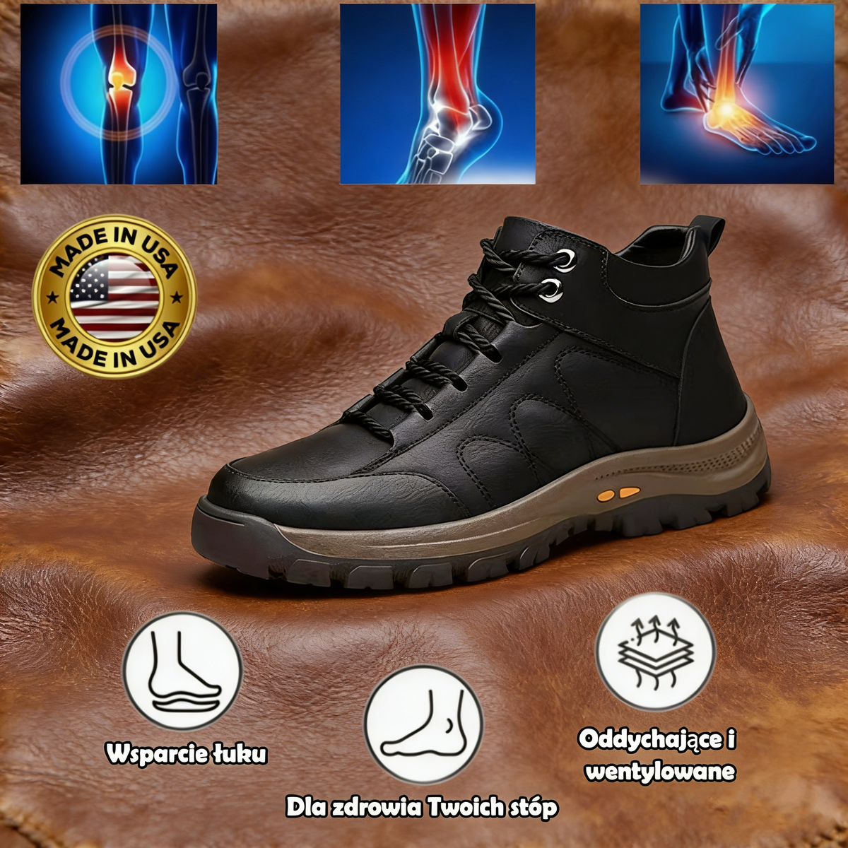 Buty ortopedyczne flemat® | 🔥Ergonomicznie zaprojektowane skórzane buty, które są antypoślizgowe, wodoodporne, ✅łagodzą ból i zapewniają wygodę bez zmęczenia.