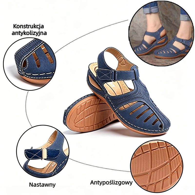 🔥 Damskie letnie sandały ortopedyczne — Wsparcie łuku stopy — Ergonomiczna konstrukcja — Lekkie i wygodne: Ciesz się całodziennym komfortem chodzenia ✅