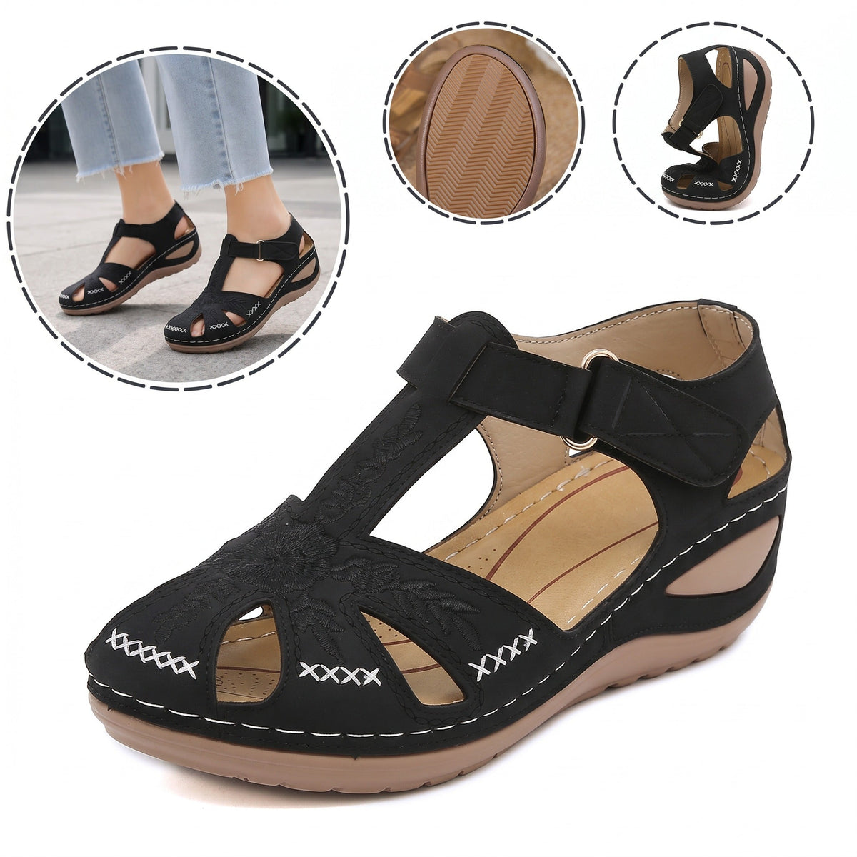 (🔥Specjalna oferta letnia — 50% zniżki przez ograniczony czas) Klasyczne letnie damskie sandały ortopedyczne, łączące wsparcie i oddychalność✅ Zmniejszają nacisk podczas chodzenia, dzięki czemu jest ono łatwiejsze i wygodniejsze.