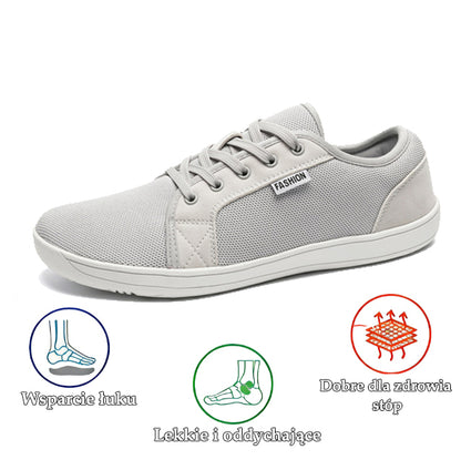 Ortopedyczne buty sportowe z siatki: z podparciem łuku stopy łagodzącym ból; miękkie wyściełanie.