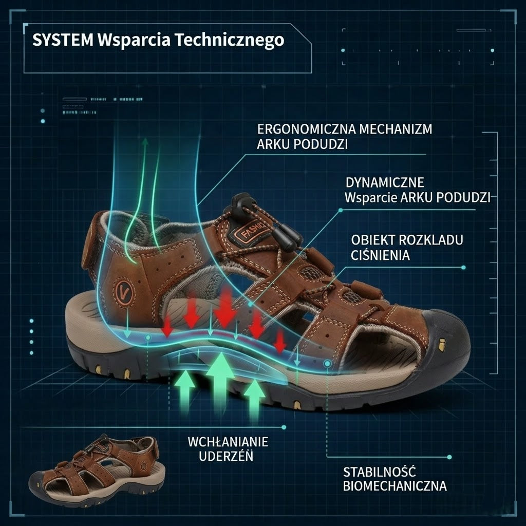 【⏰60% zniżki dzisiaj - Nie przegap!】Nowe wygodne skórzane sandały z 2026 roku✅ Szerokie palce + Regulacja na rzep + Wytrzymała, antypoślizgowa podeszwa + 🔴Wielopunktowe wsparcie łuku stopy